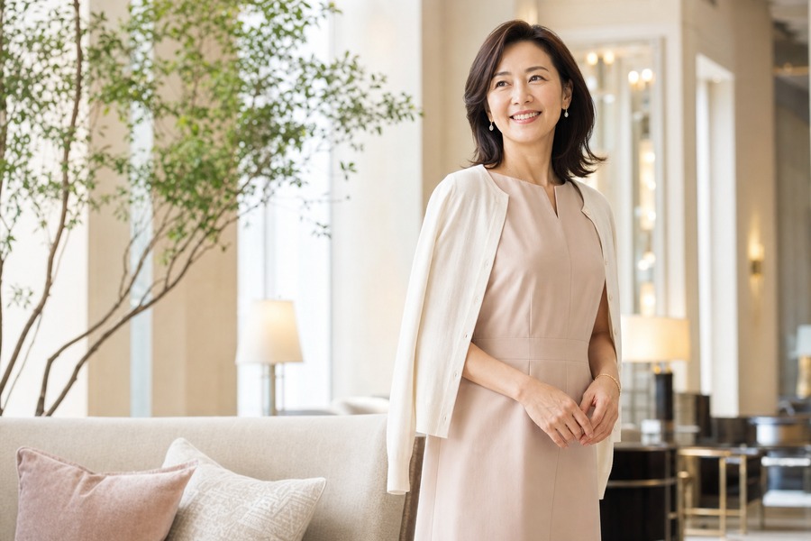 手を取り合う新郎新婦