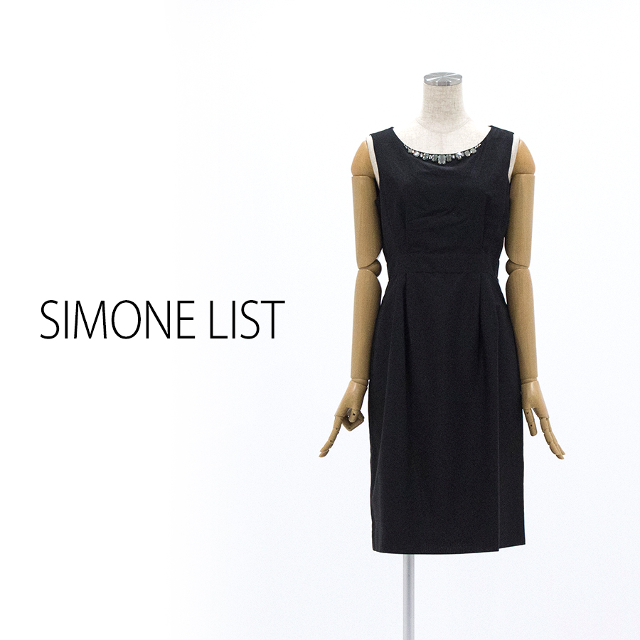 SIMONE LISTビジュー付 ノースリーブ ワンピース