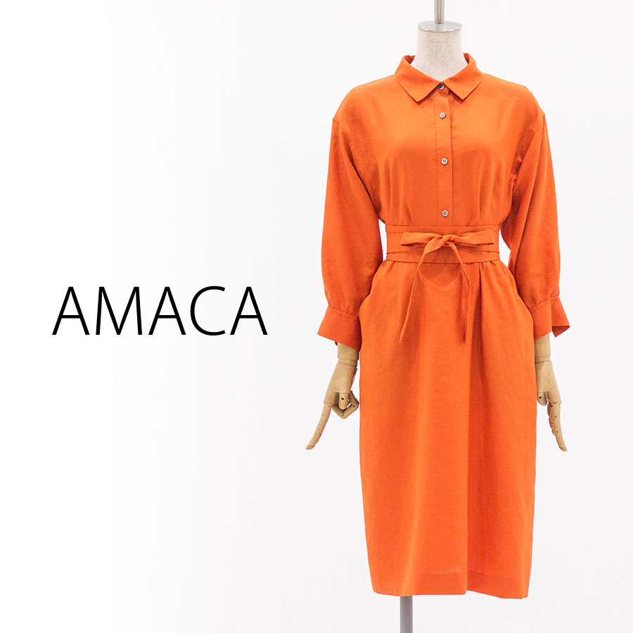 AMACA トリアセタンブラーシャツドレス