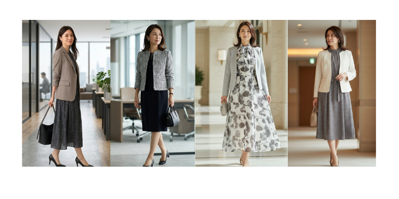 ジャケット×ワンピーススタイル