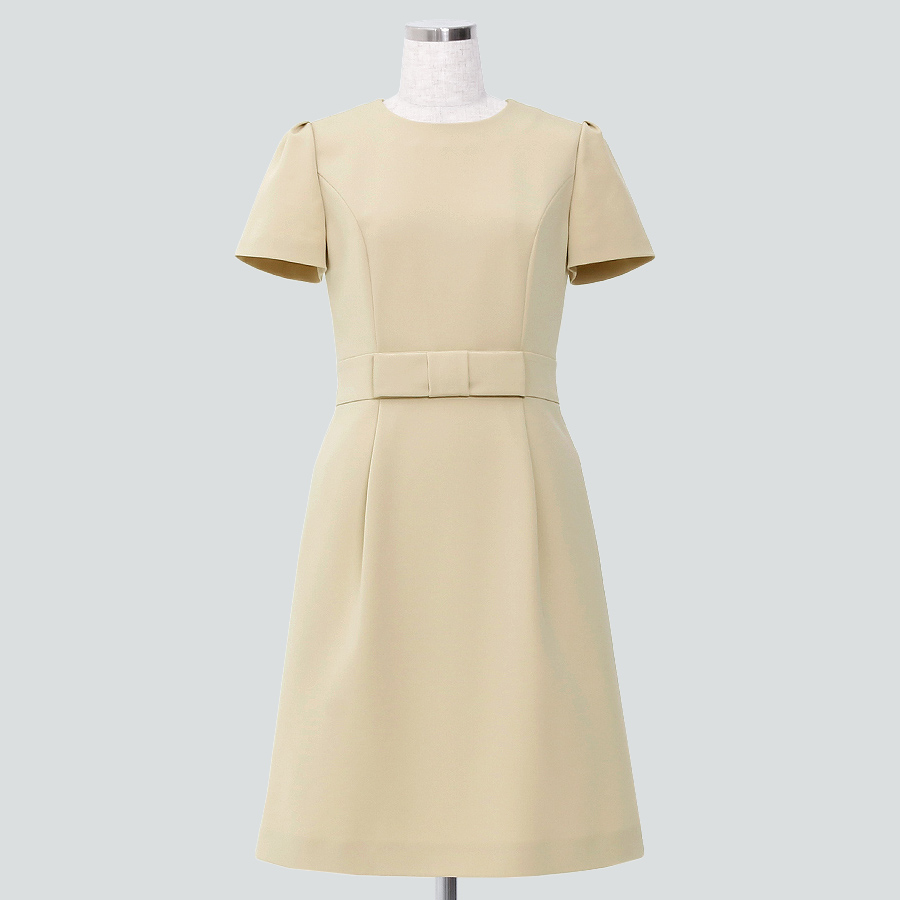 ウエストリボン タックワンピース