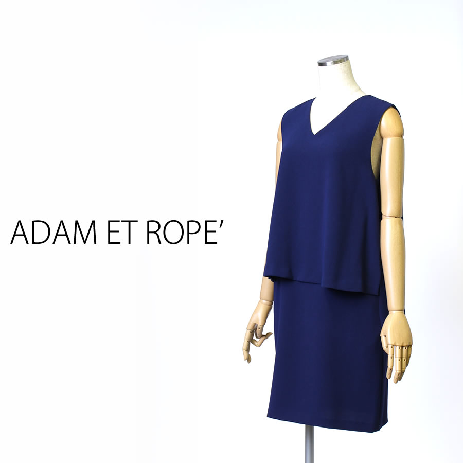 レイヤード ワンピース ドレス（Mサイズ / ブルー / ADAM ET ROPE'（アダム エ ロペ））