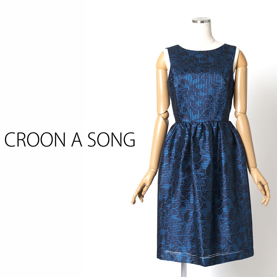 フラワー ジャガード ワンピース（Mサイズ ブルー CROON A SONG（クルーン ア ソング）） 【公式】洋服レンタルのブリスタ