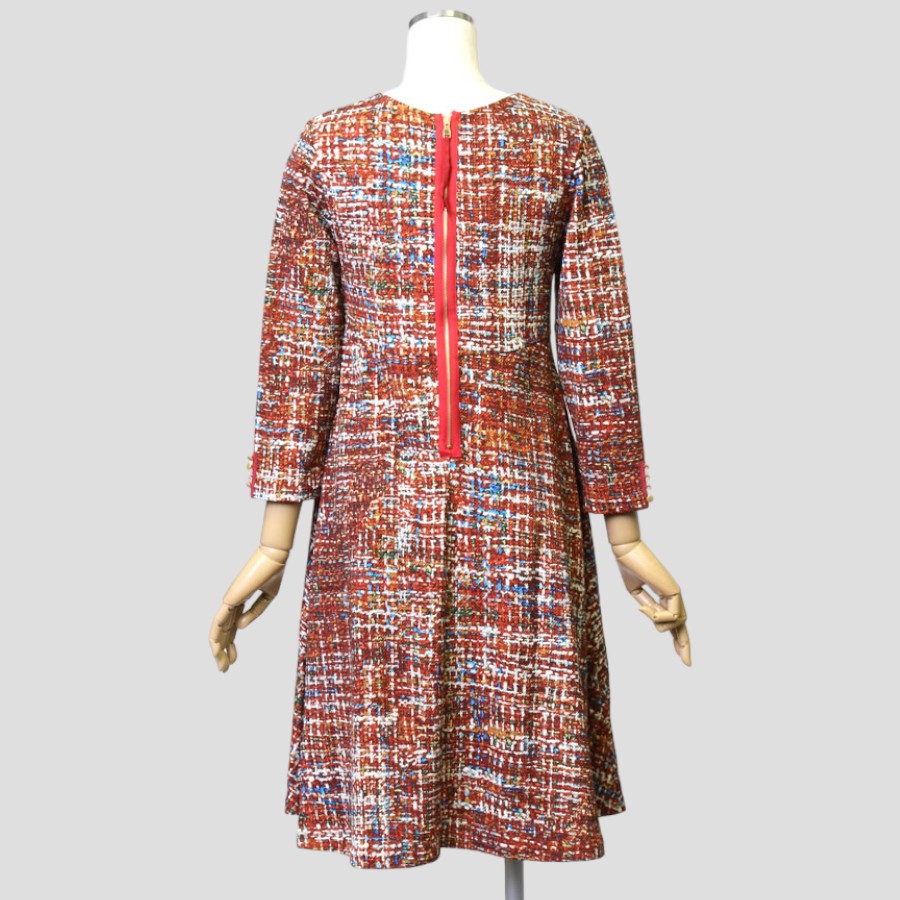 カラーツイードプリント フレアワンピース（Mサイズ / ワイン / Bou Jeloud（ブージュルード）） / 【公式】Brista（ブリス