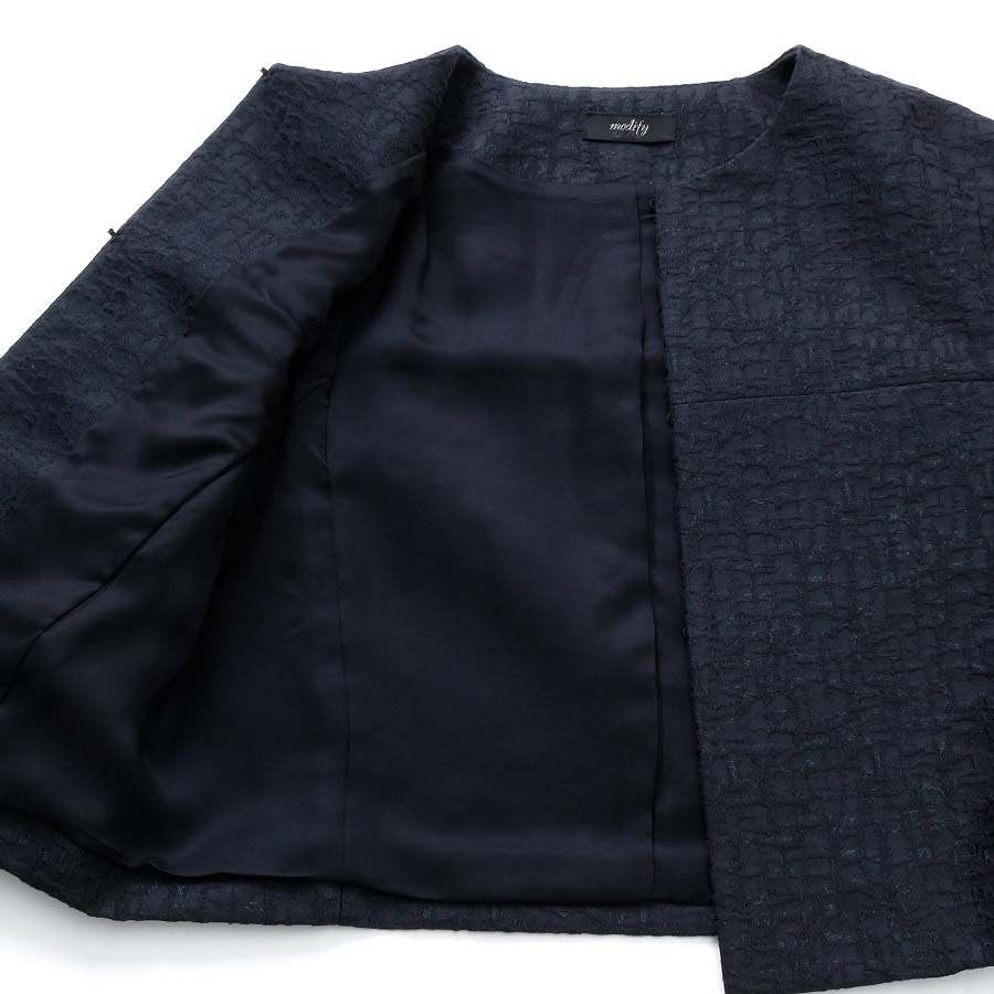 モザイクジャカードジャケット＆スカート（Mサイズ / ネイビー / Modify（モディファイ））