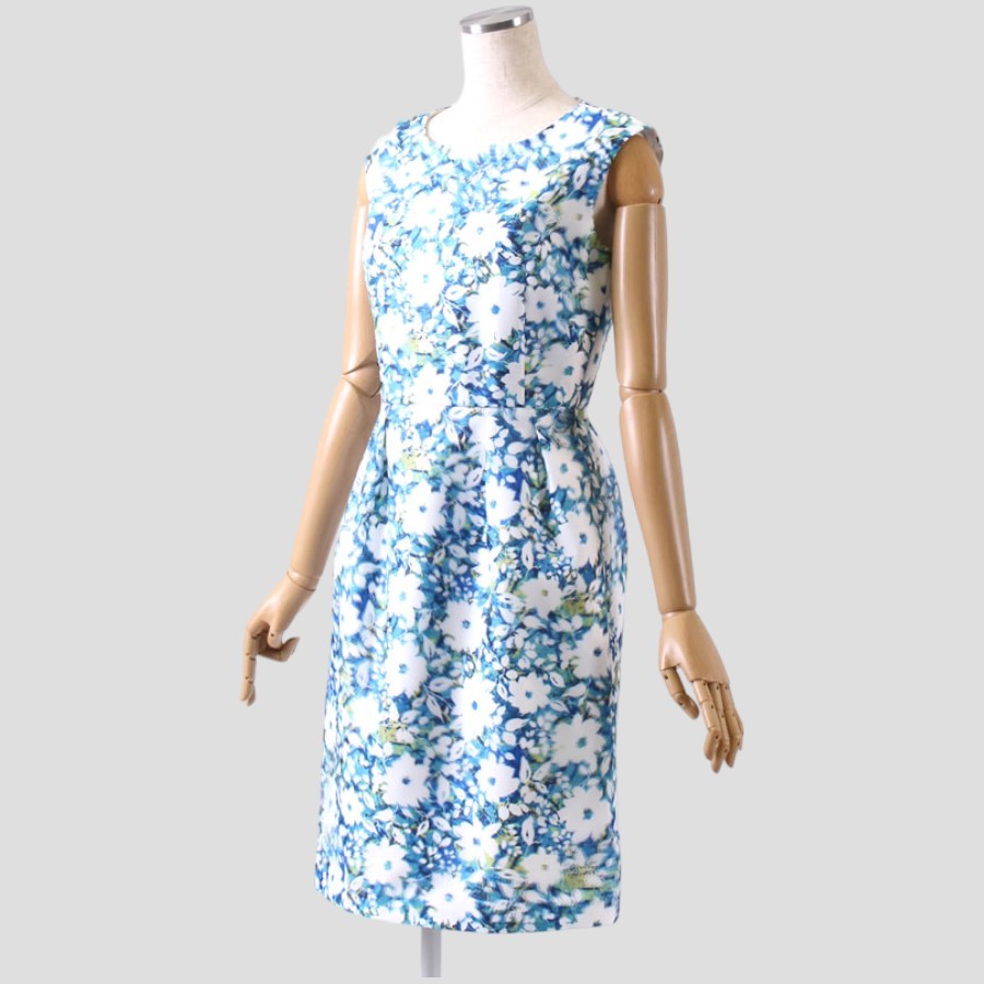 3D 花柄 プリント ワンピース（Mサイズ / ブルー / Dear