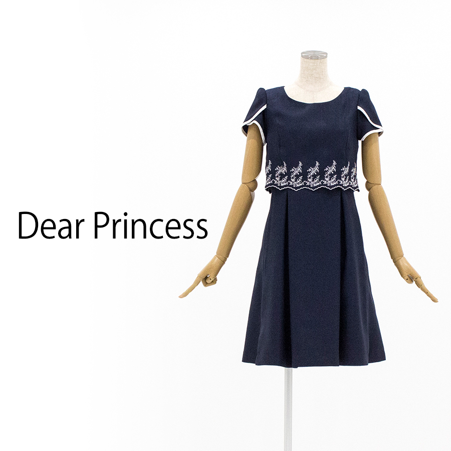 スカラップ 刺繍 ワンピース（Mサイズ / ネイビー / Dear Princess（ディアプリンセス））