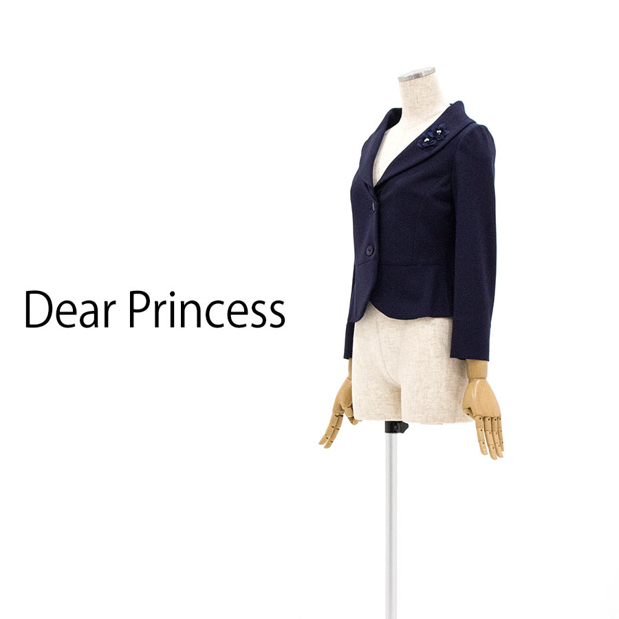 刺繍 入り ポンチ テーラード ジャケット（Mサイズ / ネイビー / Dear Princess（ディアプリンセス））
