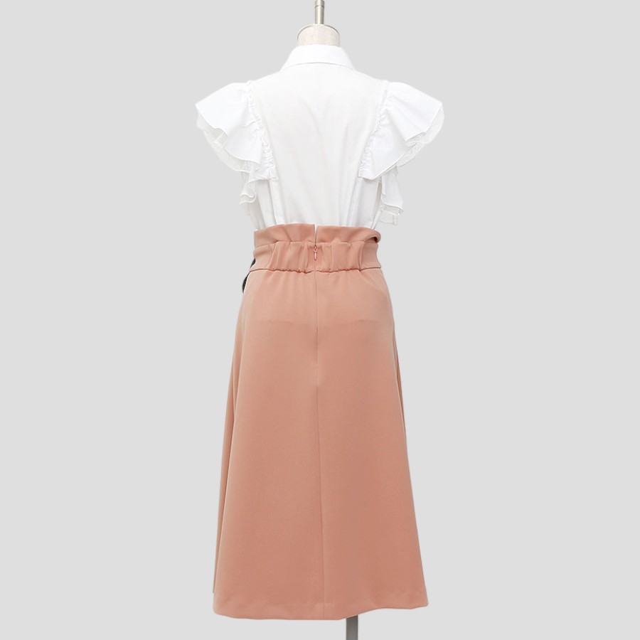 一分袖レースシャツ＆ラップ調スカート（Sサイズ / ホワイト×ピンク / Dear Princess（ディアプリンセス））