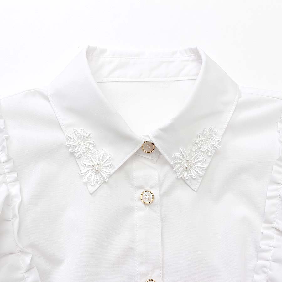 一分袖レースシャツ＆ラップ調スカート（Mサイズ / ホワイト×ピンク / Dear Princess（ディアプリンセス））