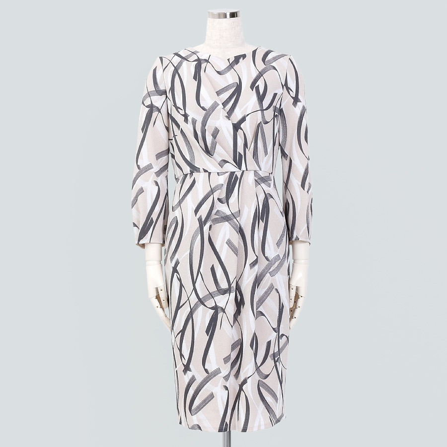 柄タイトワンピース