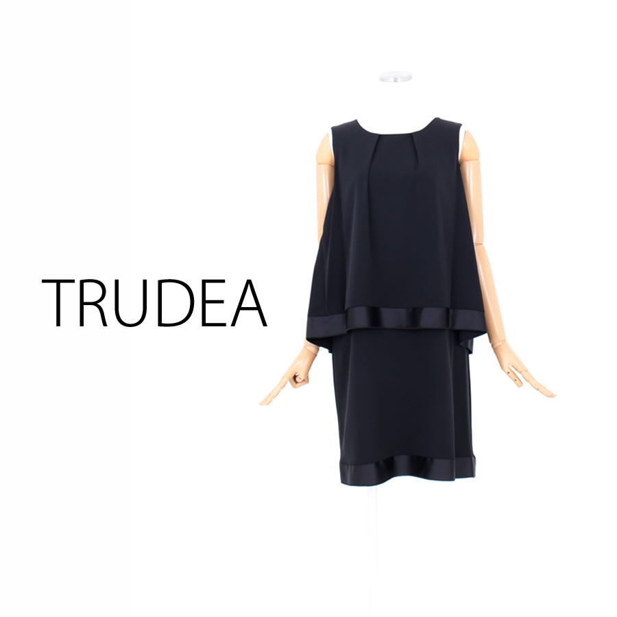 ノースリーブ フラシ裾サテンドレス（Mサイズ / ブラック / TRUDEA（トルディア））