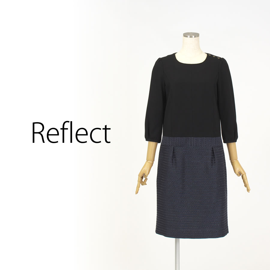 ファンシーツィード 切替えワンピース（Mサイズ / ブラック / Reflect（リフレクト）） / 【公式】Brista（ブリスタ）-洋服