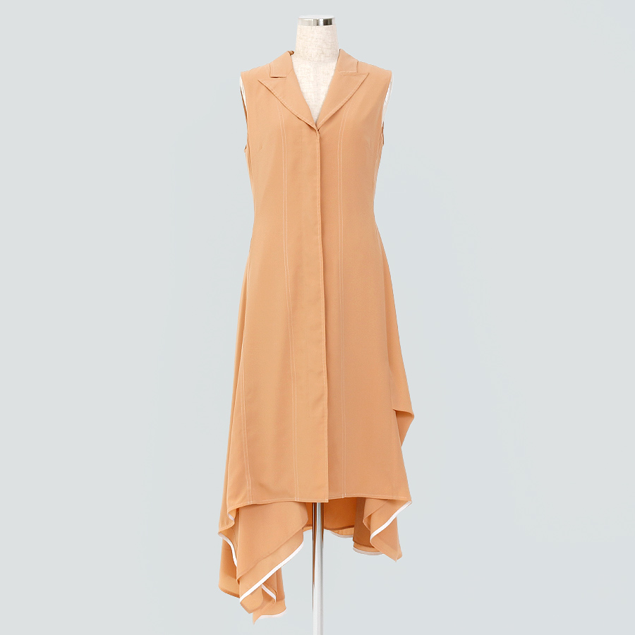 衿付きアシンメトリーワンピース