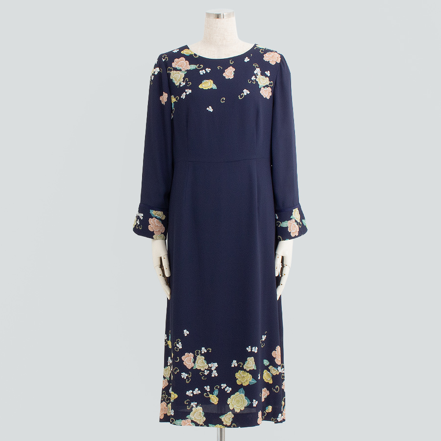 花柄パネルワンピース