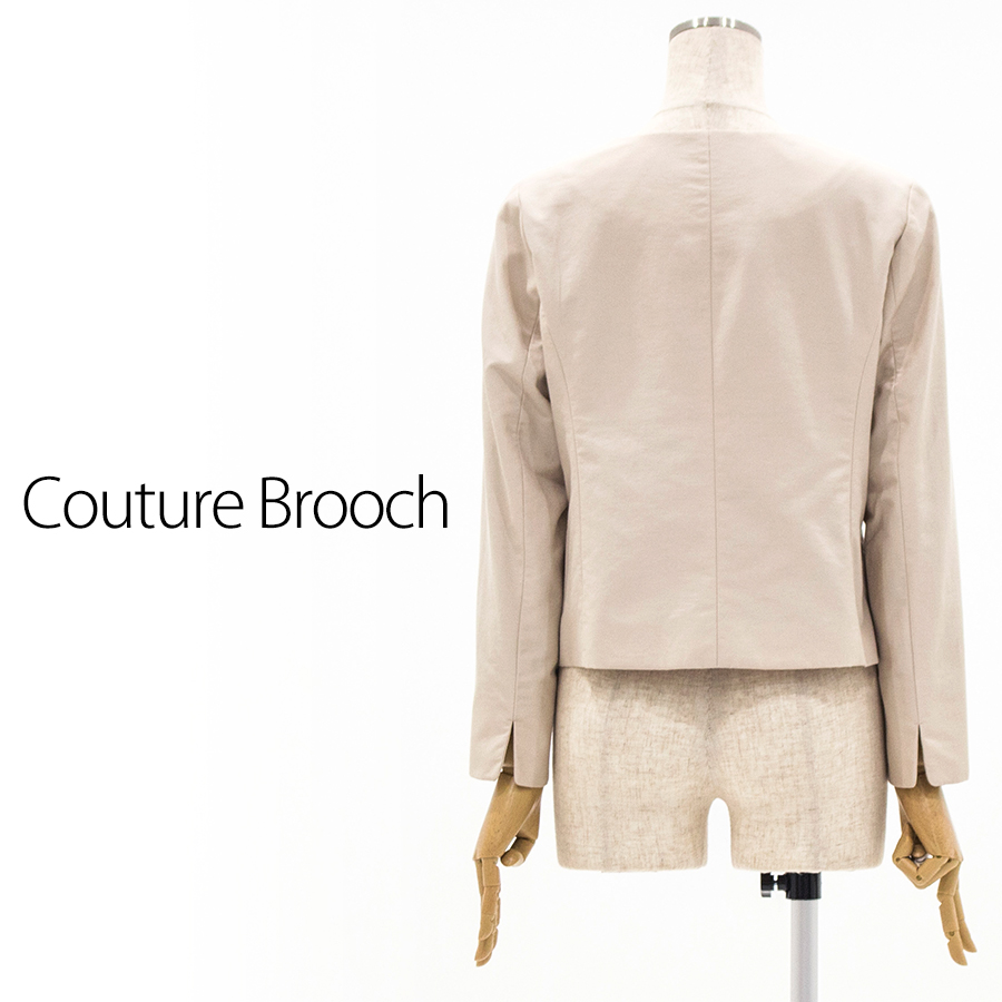 グログランノーカラージャケット（Lサイズ / ライトベージュ / Couture Brooch（クチュールブローチ））