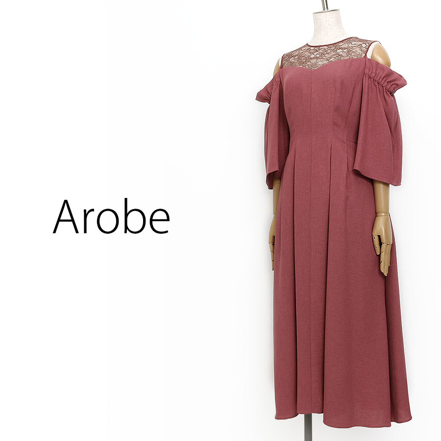 Open Shoulder Lace Dress（Mサイズ / ピンク / Arobe（アローブ））