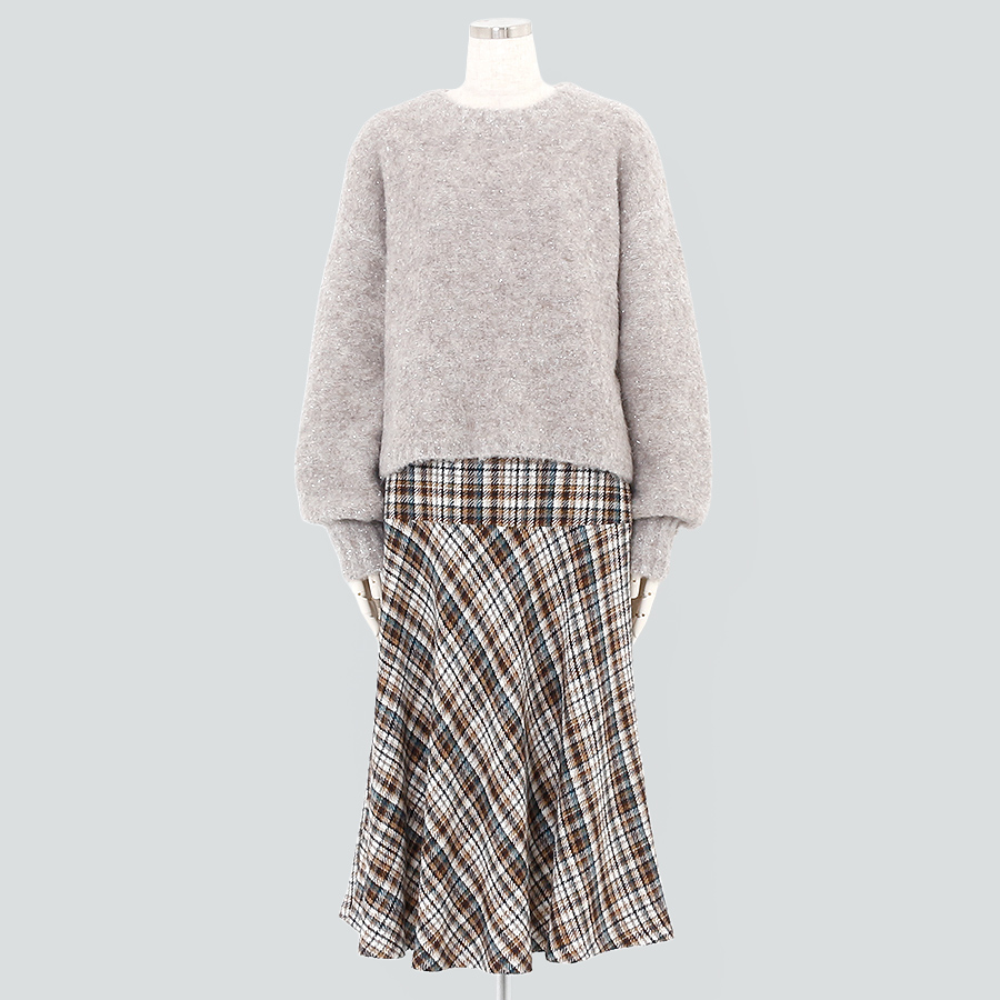 チェック柄フレアスカート