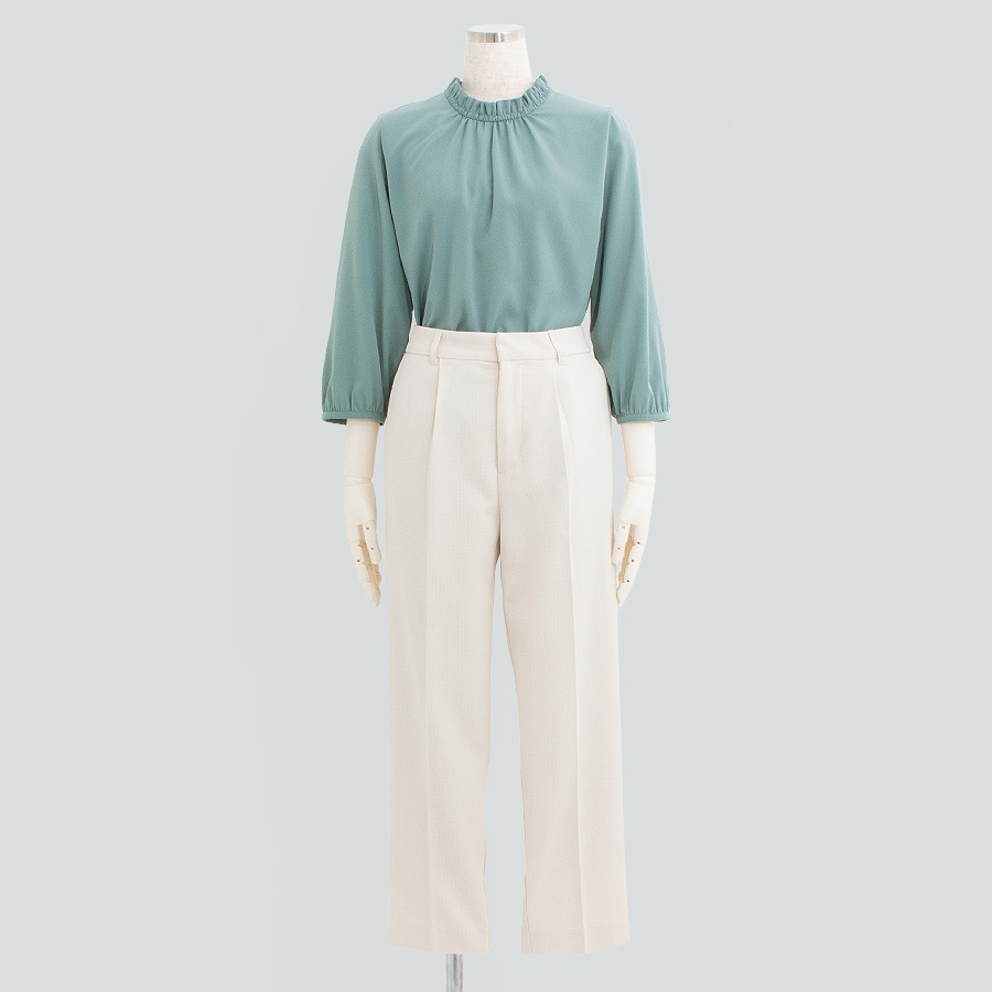七分袖ブラウス＆ドビーオックスパンツ