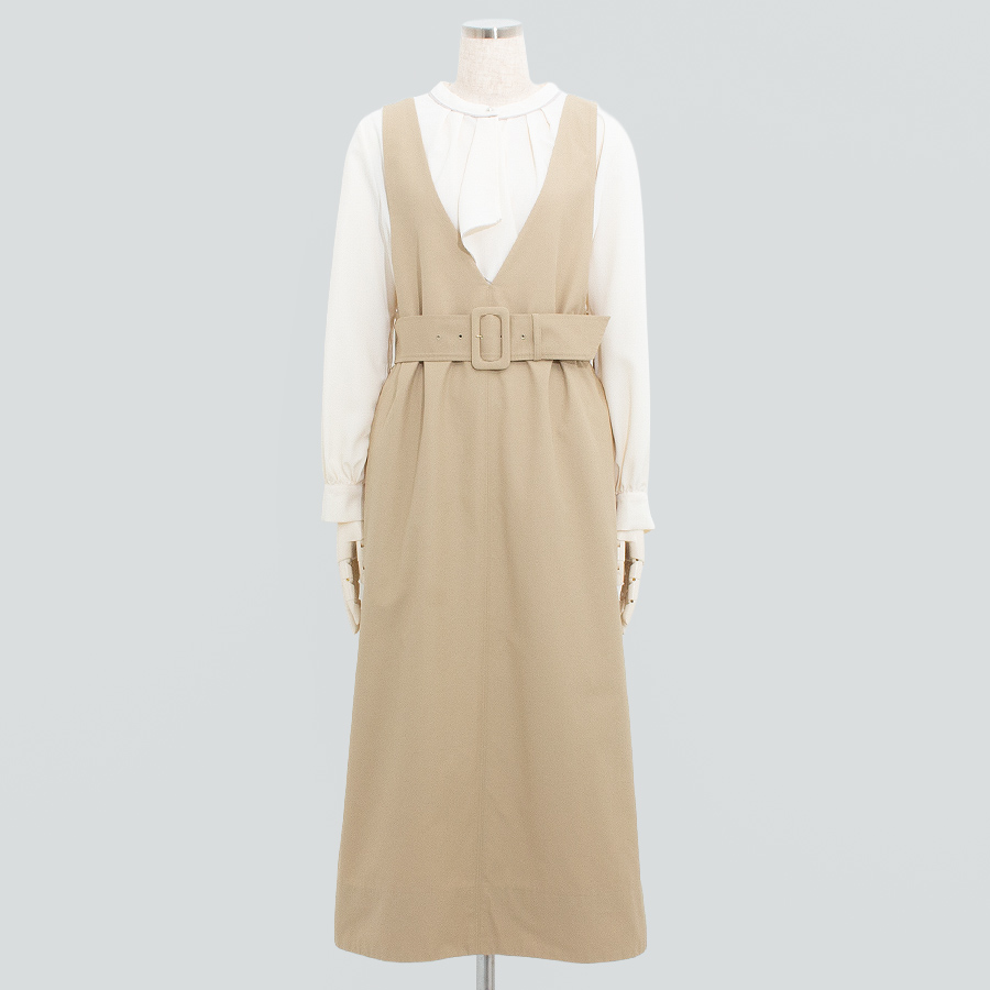 フリルボウタイブラウス＆ジャンパースカート