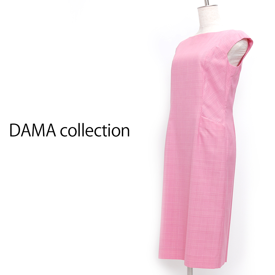 シルクウール グレンチェック ワンピース（Sサイズ / ピンク / DAMA collection（ダーマ・コレクション））