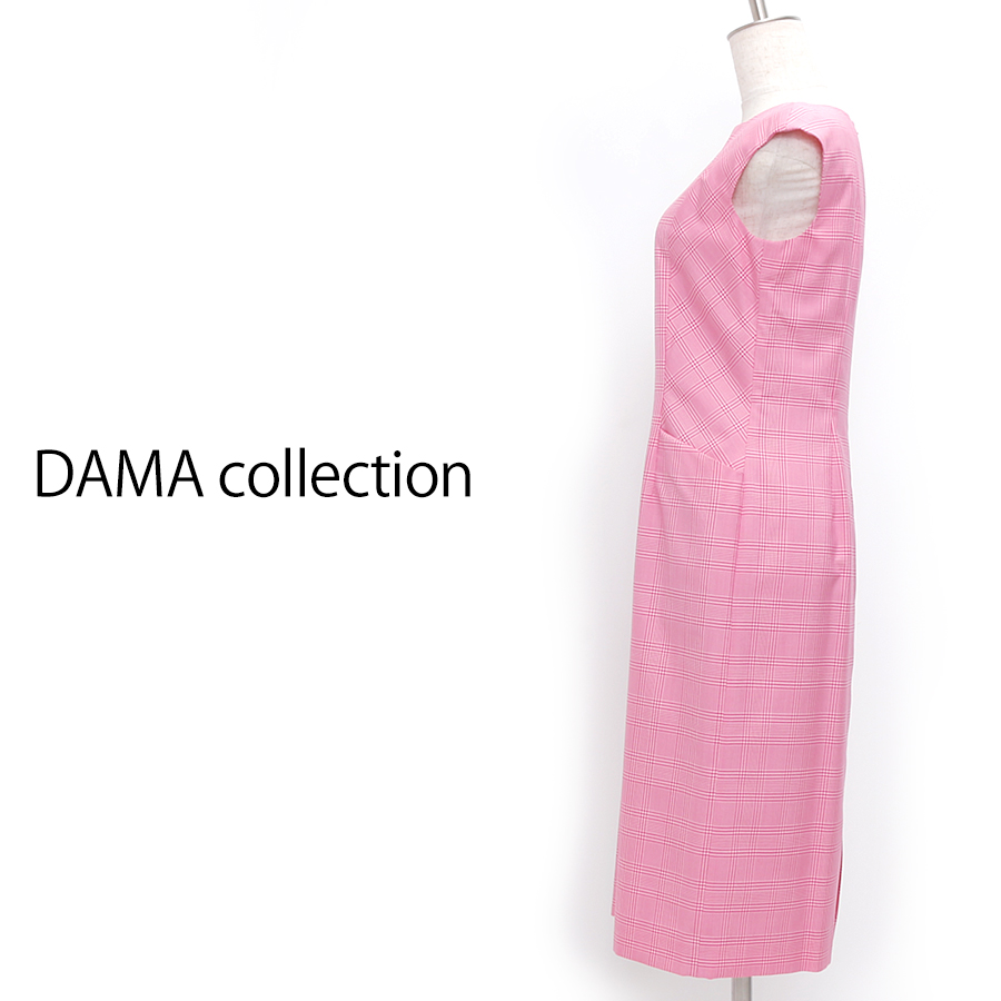 シルクウール グレンチェック ワンピース（Mサイズ / ピンク / DAMA collection（ダーマ・コレクション））