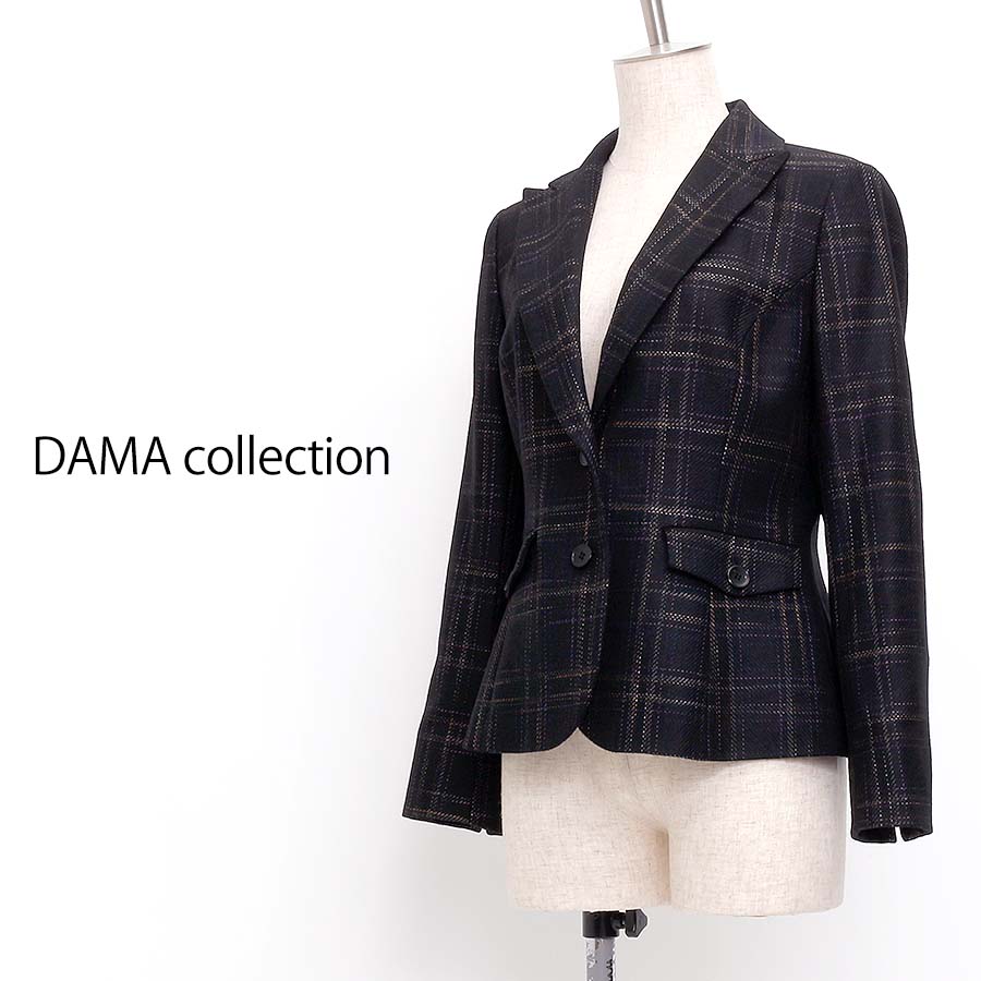 ウール混 チェック柄 ジャケット（Mサイズ / ブラック系 / DAMA collection（ダーマ・コレクション））