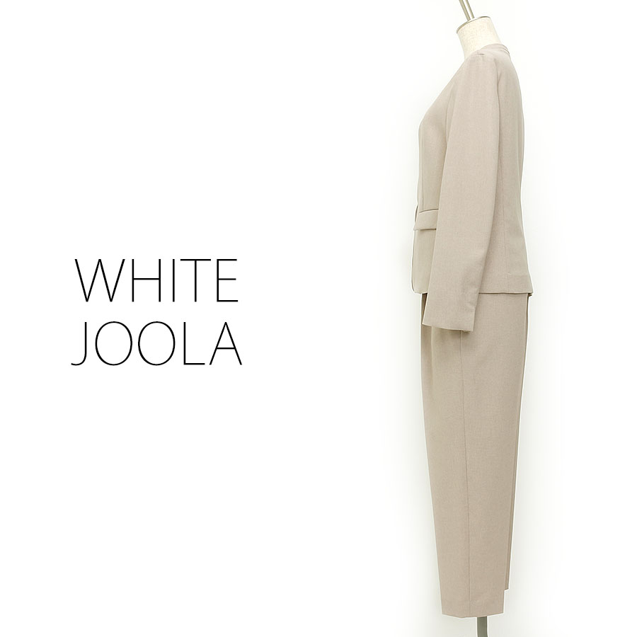 リネン調ノーカラージャケットパンツスーツ（Mサイズ / ベージュ / WHITE JOOLA（ホワイトジョーラ））