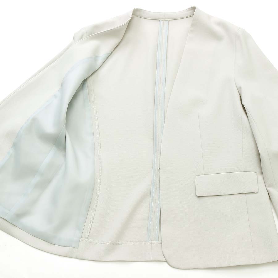 リネン調ノーカラージャケットパンツスーツ（Lサイズ / ライトグレー / WHITE JOOLA（ホワイトジョーラ））