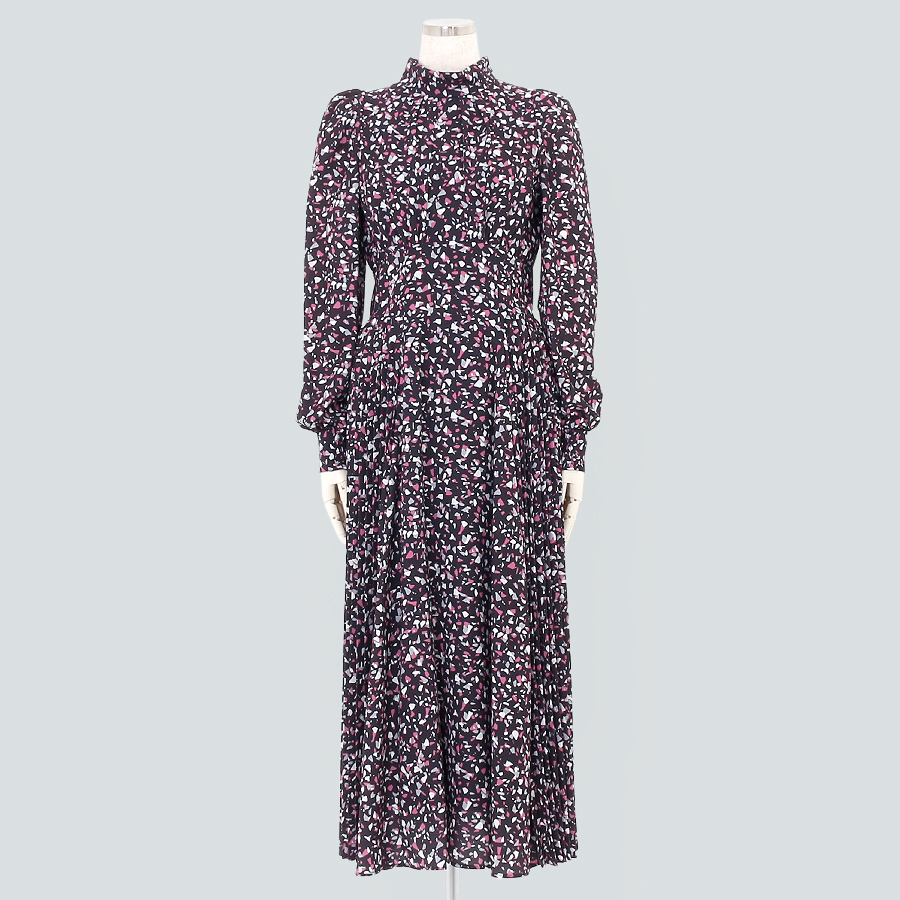 ジオメドットプリントプリーツワンピース